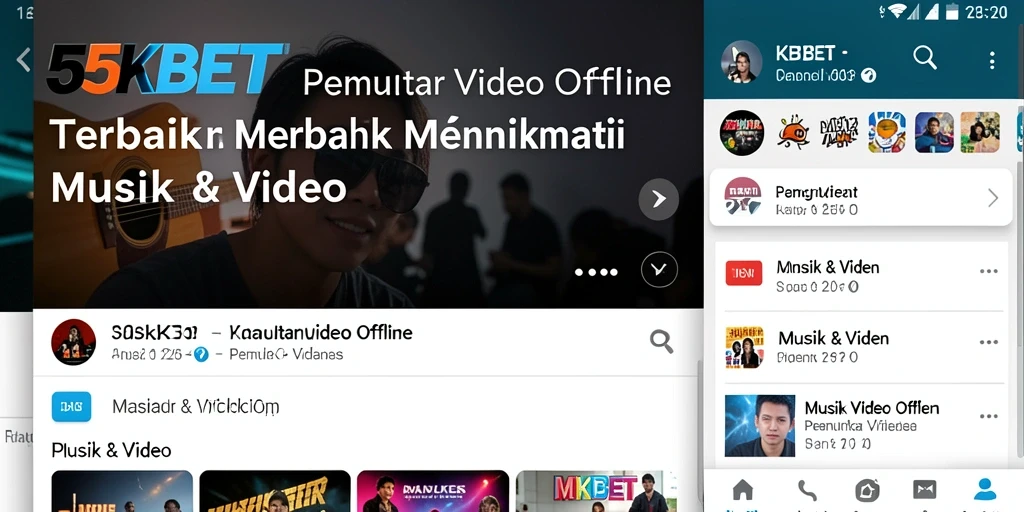 Tampilan aplikasi 55KBET dengan fitur Pemutar Video Offline.