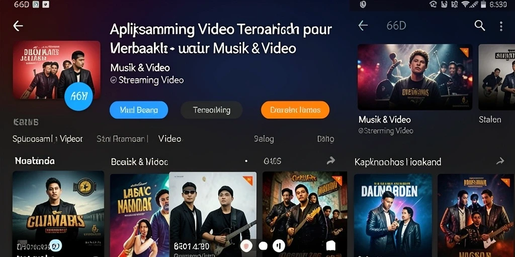 Tampilan antarmuka aplikasi 66D yang intuitif dan menarik untuk Streaming Video.
