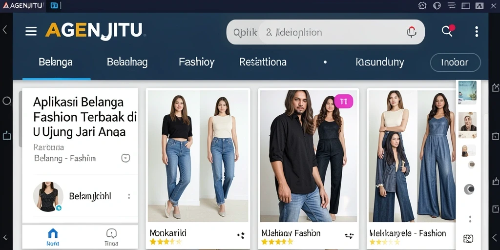 Antarmuka AGENJITU yang menarik dan mudah digunakan untuk belanja fashion.