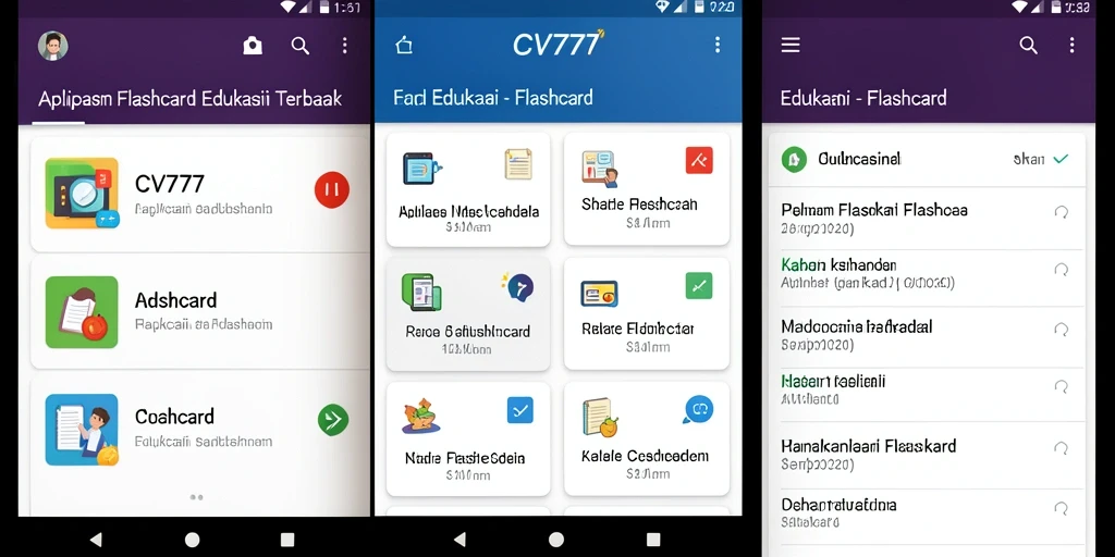 Tampilan antarmuka menarik dari aplikasi Flashcard ini.