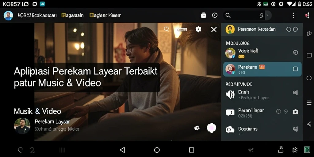 Screenshot antarmuka KO857 dengan fitur Perekam Layar yang jelas.