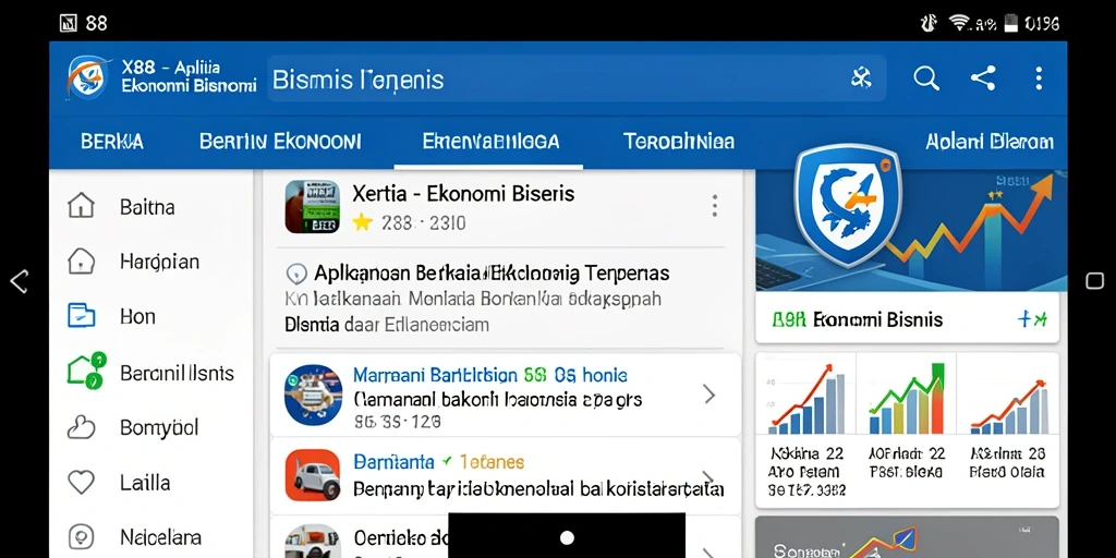 Antarmuka utama X88 dengan fitur berita ekonomi yang menarik.